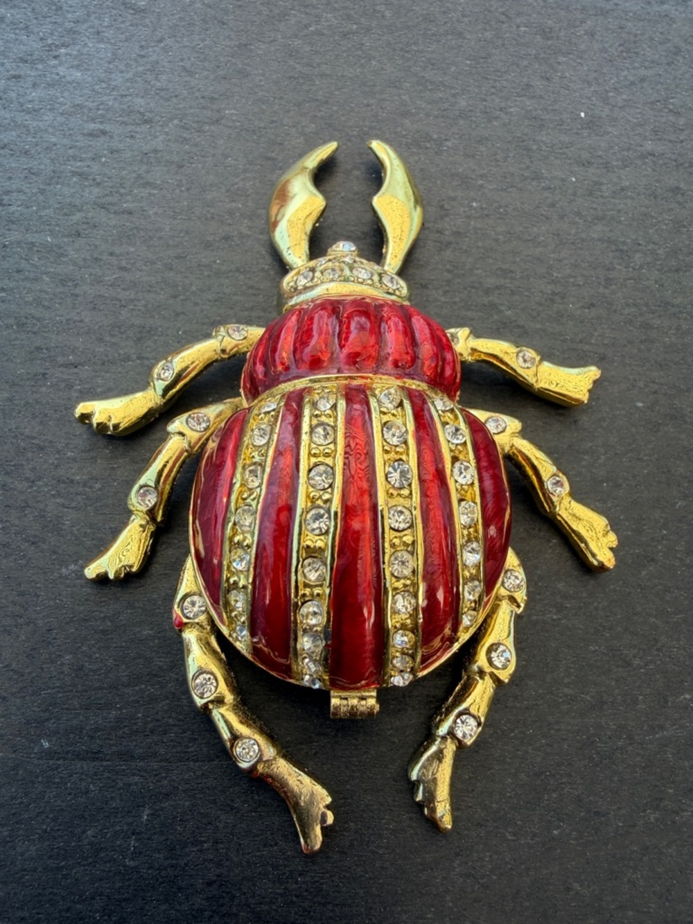Vintage Scarab Beetle Trinket Box Hinged Lid For Keepsakes or Jewelry - Picture 2 of 5